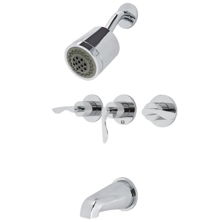 KINGSTON BRASS KBX8131SVL Three-Handle Tub and Shower Faucet, Polished Chrome KBX8131SVL